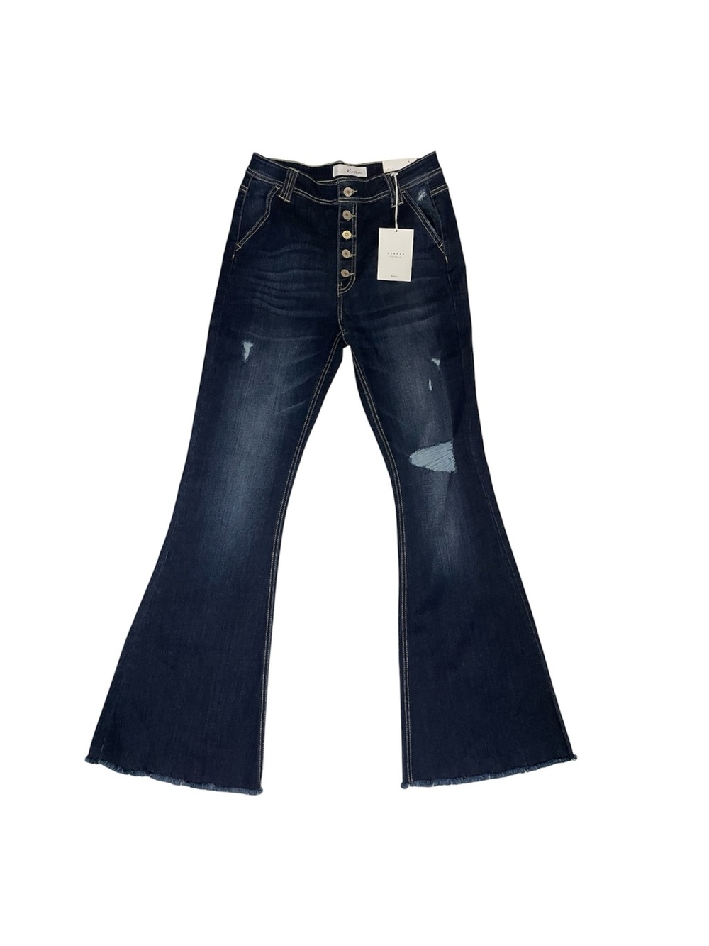 KanCan High Rise Button Fly Distressed Flare Jeans NWT Size 9/28